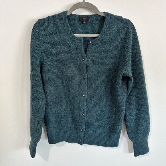 J Crew Wool Ribbed Cardigan with Jewel Buttons Women's XS - Picture 2 of 3